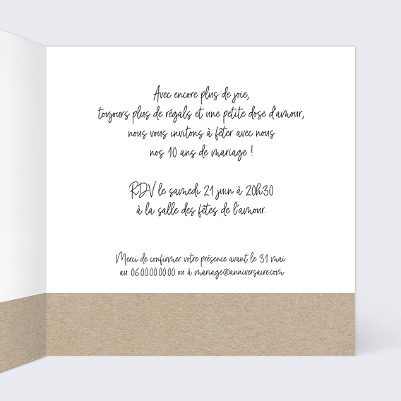 Invitation anniversaire mariage Photomaton Délicat Intérieur Droit