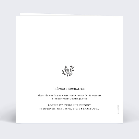 Invitation anniversaire mariage Découpe Couronnée Verso