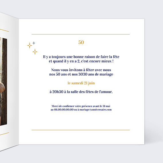 Invitation anniversaire de mariage 2 en 1