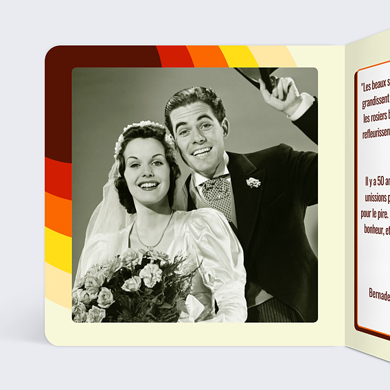 Invitation anniversaire mariage Années 70 Intérieur Gauche