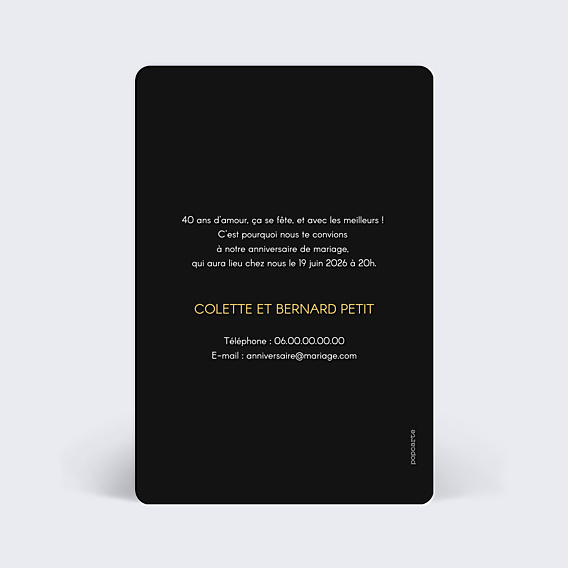 Invitation anniversaire de mariage Quarante Chic