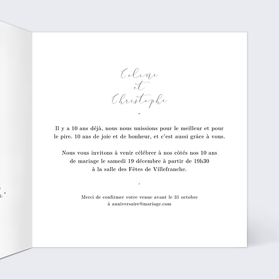 Invitation anniversaire de mariage Dorure Eucalyptus