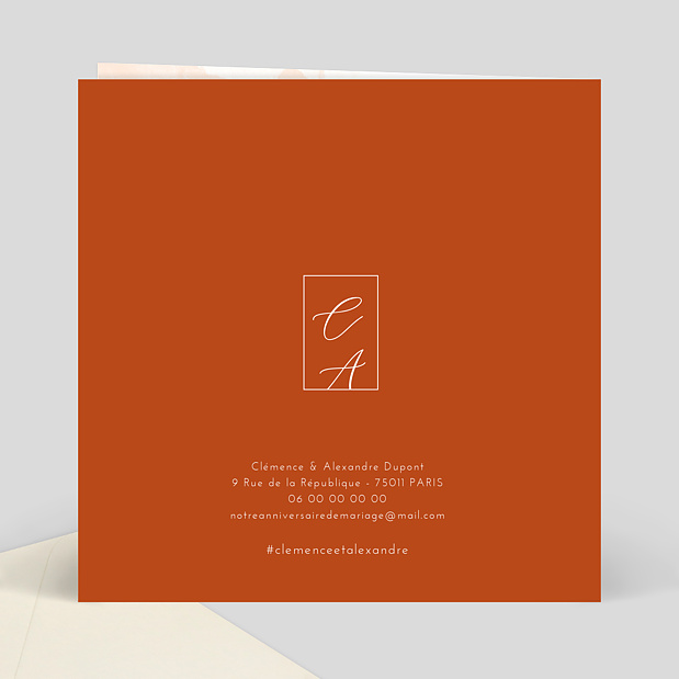 Invitation Anniversaire de Mariage Été indien Verso