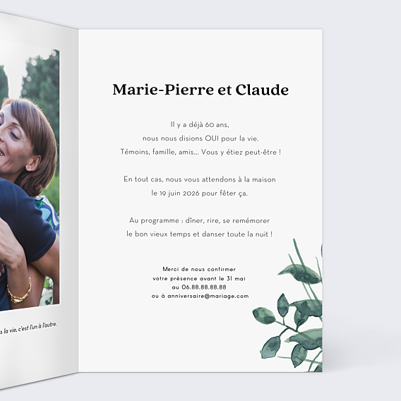 Invitation anniversaire de mariage Luxe