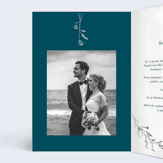 Invitation anniversaire mariage Idylle Intérieur Gauche