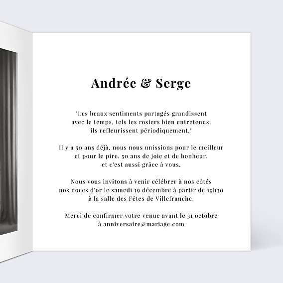 Invitation anniversaire de mariage Dorure Pois Graphiques