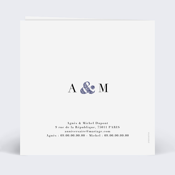 Invitation anniversaire mariage Esperluette Verso