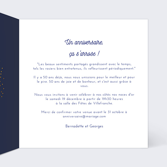 Invitation anniversaire de mariage Bulles Ocre