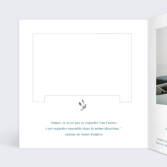 Invitation anniversaire mariage Découpe Fleurs de Coton Intérieur Gauche