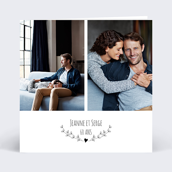 Invitation anniversaire mariage Cœur Bucolique