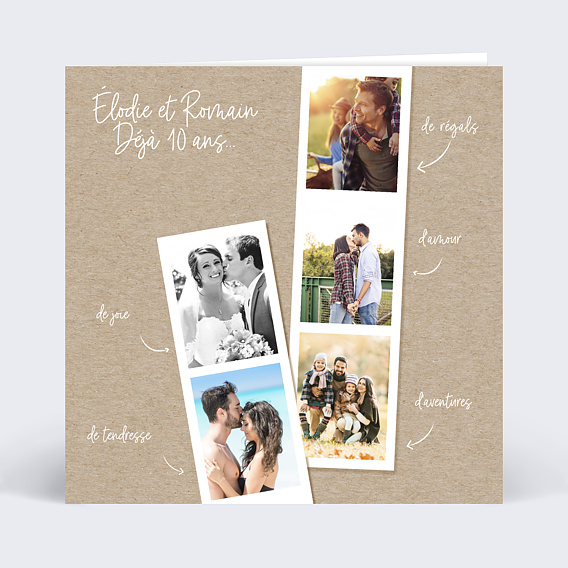 Invitation anniversaire mariage Photomaton Délicat