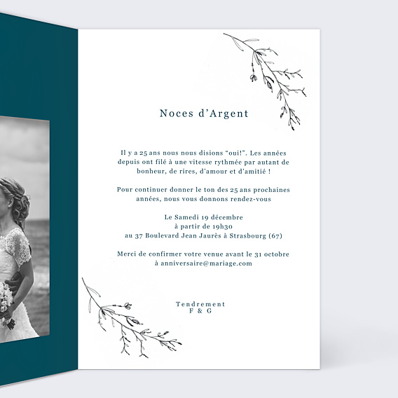 Invitation anniversaire de mariage Idylle