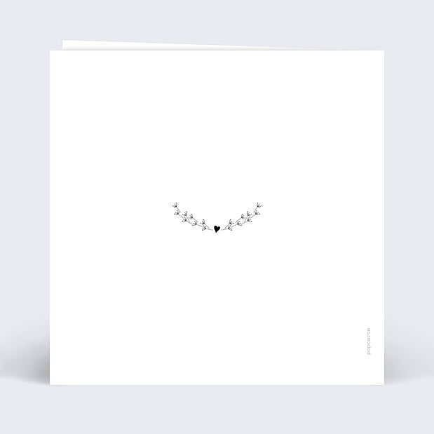 Carte d'invitation anniversaire de mariage Coeur bucolique Verso