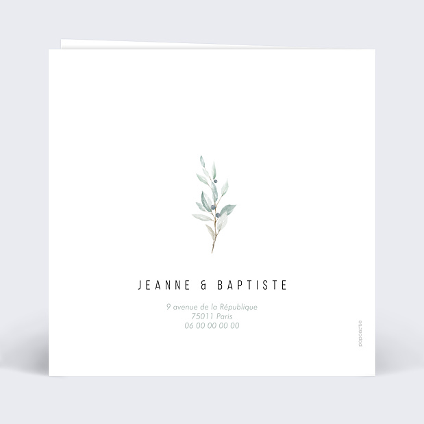 Carte Invitation Anniversaire de Mariage Couronne Fleurie Verso