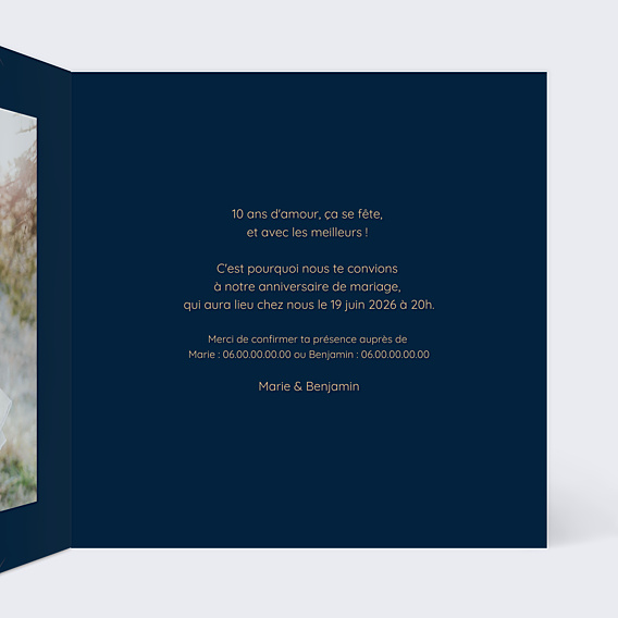 Invitation anniversaire de mariage Feux d'Artifices