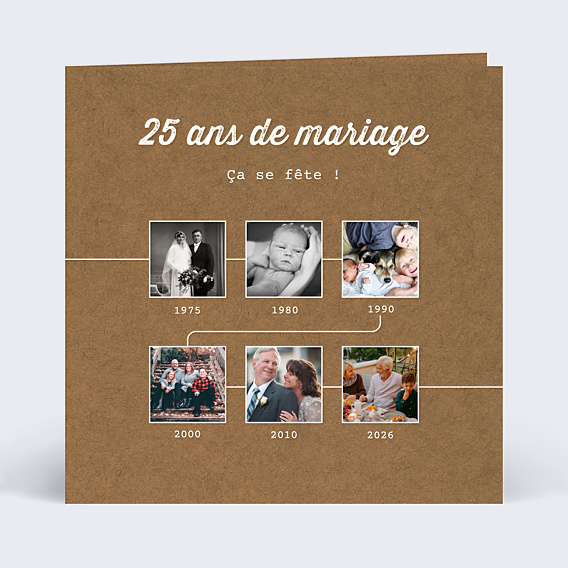 Invitation anniversaire de mariage Timeline Kraft