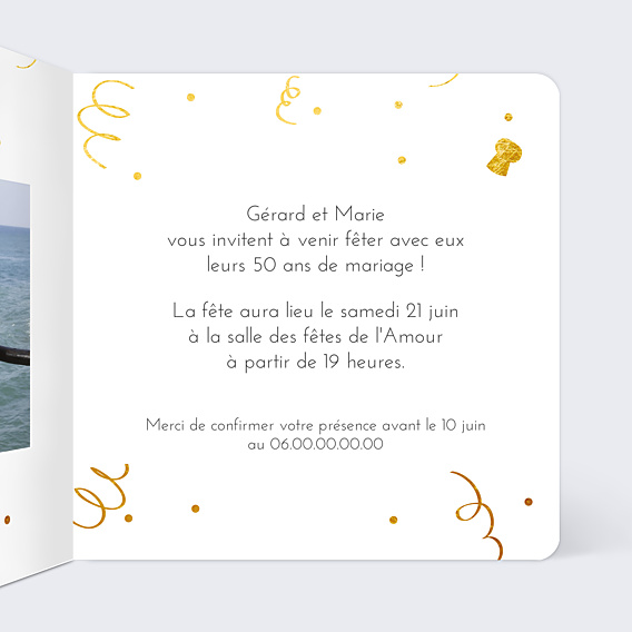 Invitation anniversaire de mariage Fête Ocre