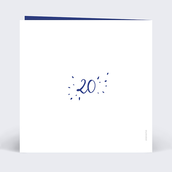 Invitation anniversaire mariage Typo Porcelaine Verso