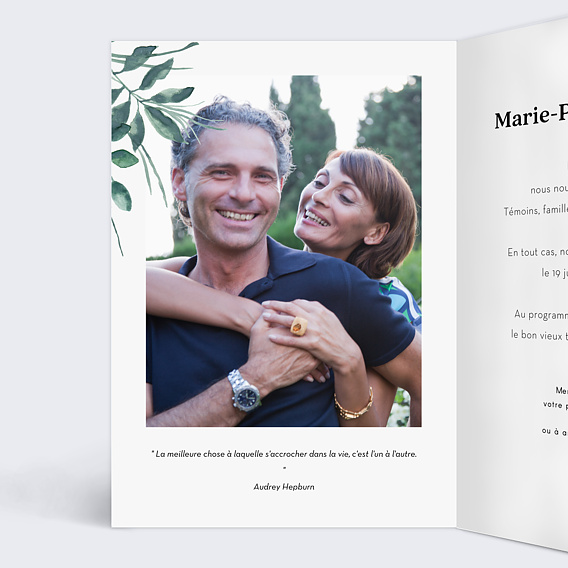 Invitation anniversaire mariage Luxe Intérieur Gauche