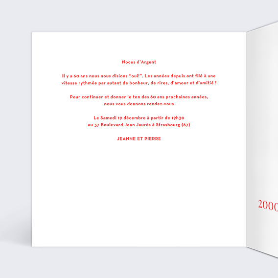 Invitation anniversaire de mariage Découpe Cœur
