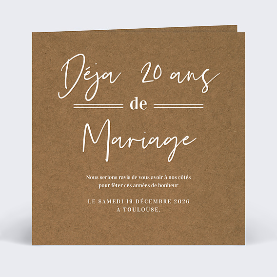 Invitation anniversaire de mariage Bohème