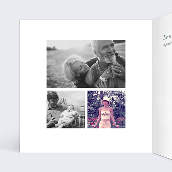 Invitation anniversaire mariage Champagne Intérieur Gauche