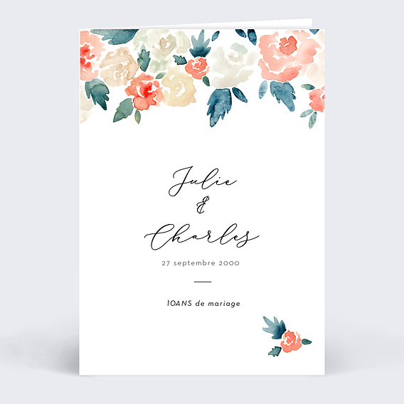 Invitation anniversaire mariage Envolée Florale