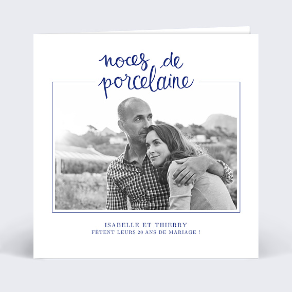 Invitation anniversaire de mariage Typo Porcelaine