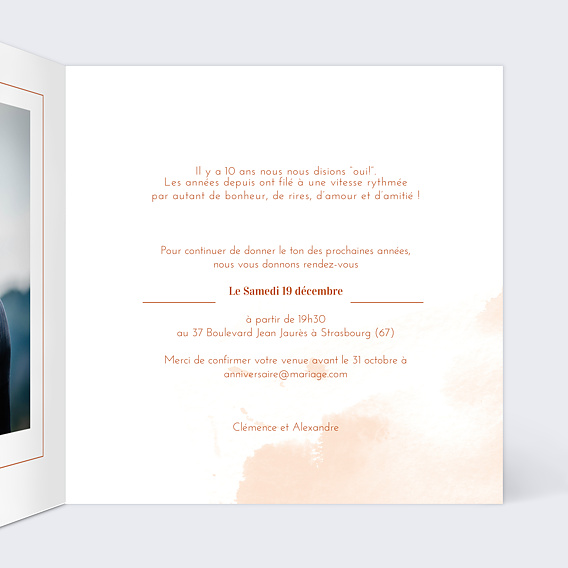 Invitation anniversaire mariage Été Indien Intérieur Droit