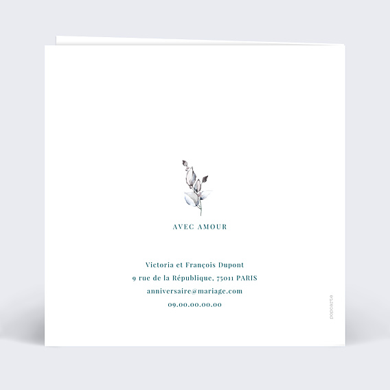 Invitation anniversaire de mariage Découpe Fleurs de Coton