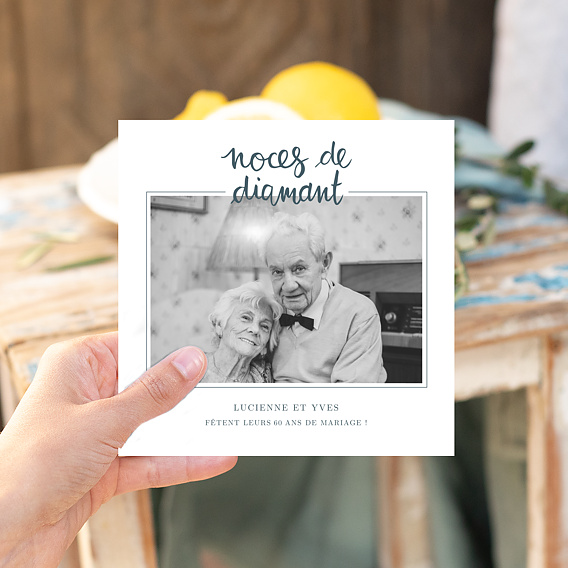 Invitation anniversaire de mariage Typo Diamant
