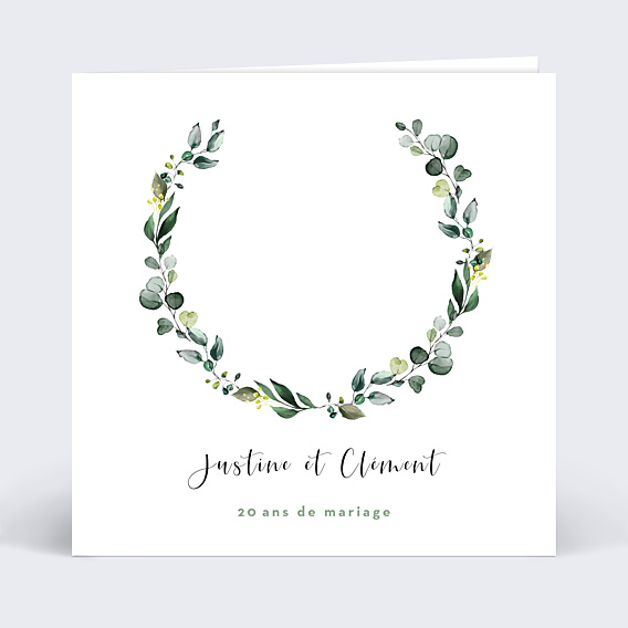 Invitation anniversaire de mariage Découpe Eucalyptus Couronne