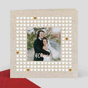 Invitation Anniversaire de Mariage Amour Chiné