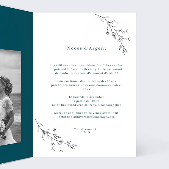 Invitation anniversaire de mariage Idylle