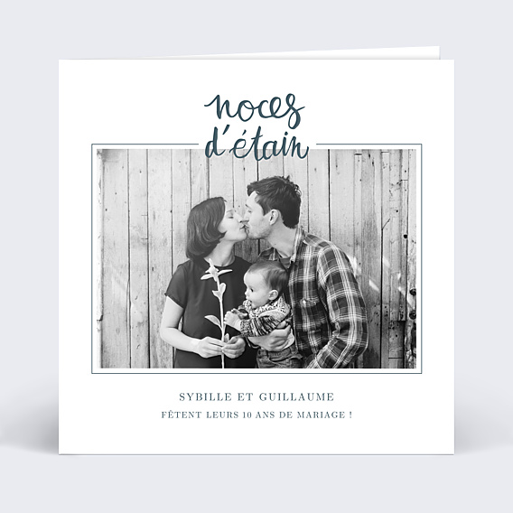 Invitation anniversaire de mariage Typo Étain