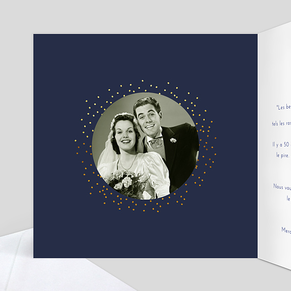 Invitation anniversaire mariage Bulles Ocre Intérieur Gauche