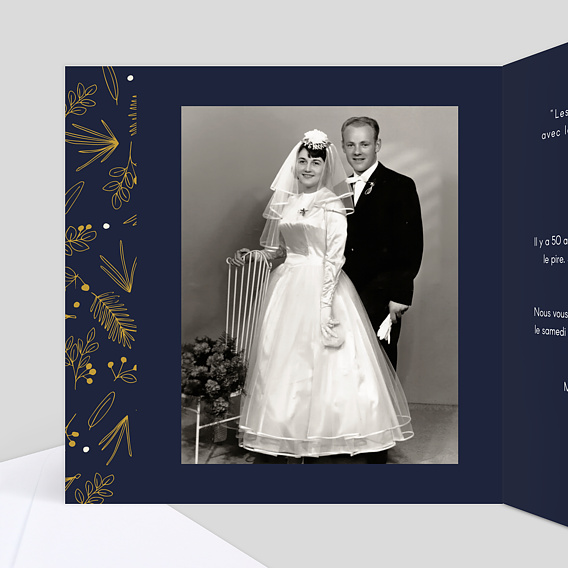 Invitation anniversaire mariage Champêtre Intérieur Gauche