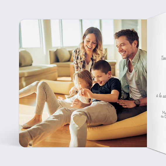 Invitation anniversaire mariage Cœur Familial Intérieur Gauche