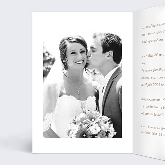 Invitation anniversaire de mariage Fleurs Ocre