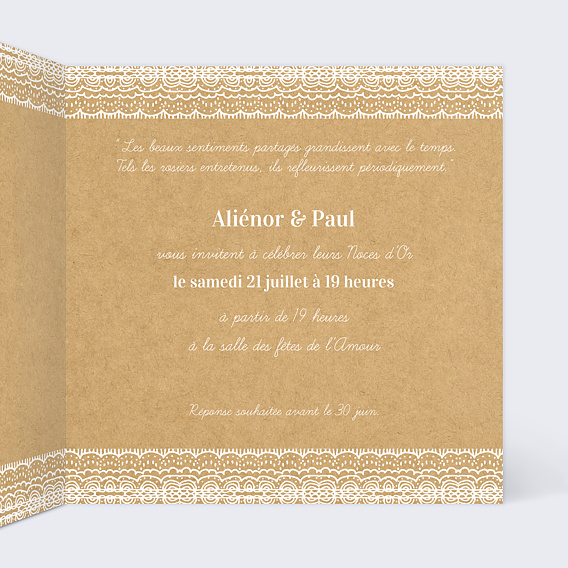Invitation anniversaire mariage Fleurs des Champs Intérieur Droit