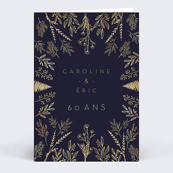 Invitation anniversaire de mariage Fleurs Ocre