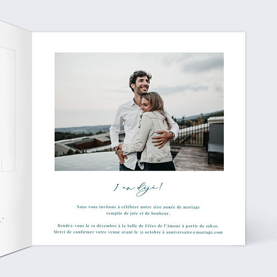Invitation anniversaire de mariage Découpe Fleurs de Coton
