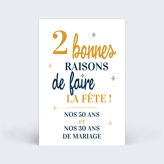 Invitation anniversaire mariage 2 en 1