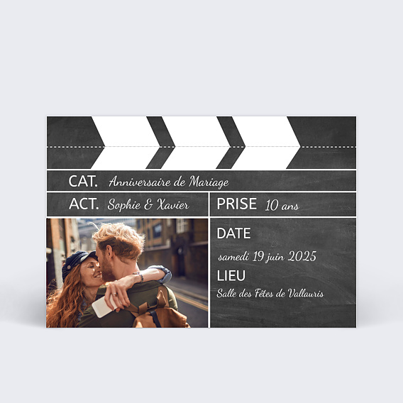 Invitation anniversaire mariage Clap