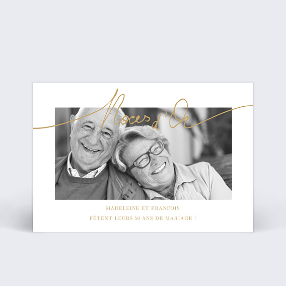 Invitation anniversaire mariage Lettres Noces d'Or