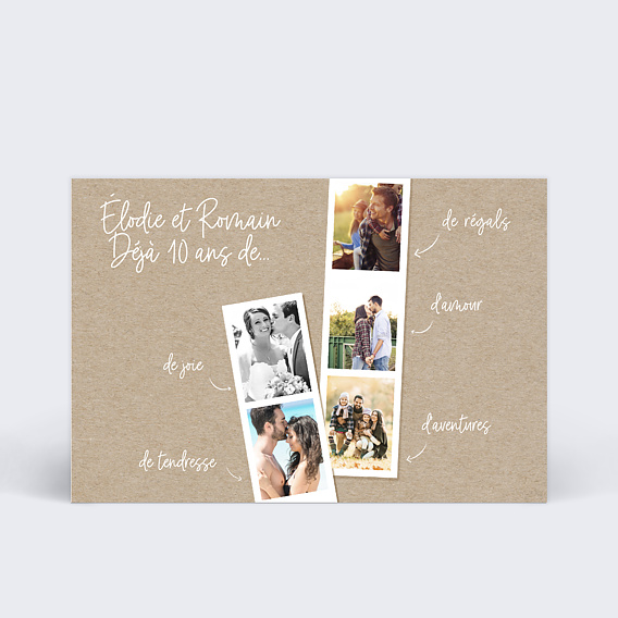Invitation anniversaire mariage Photomaton Délicat