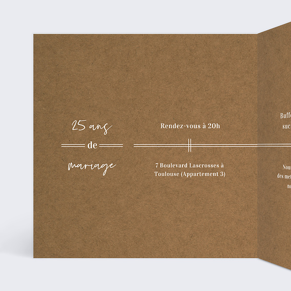 Invitation anniversaire mariage Bohème Intérieur Gauche