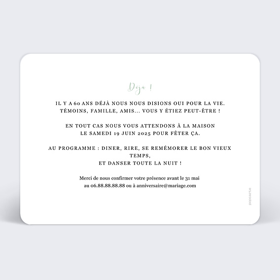 Invitation anniversaire mariage Cinematic Verso