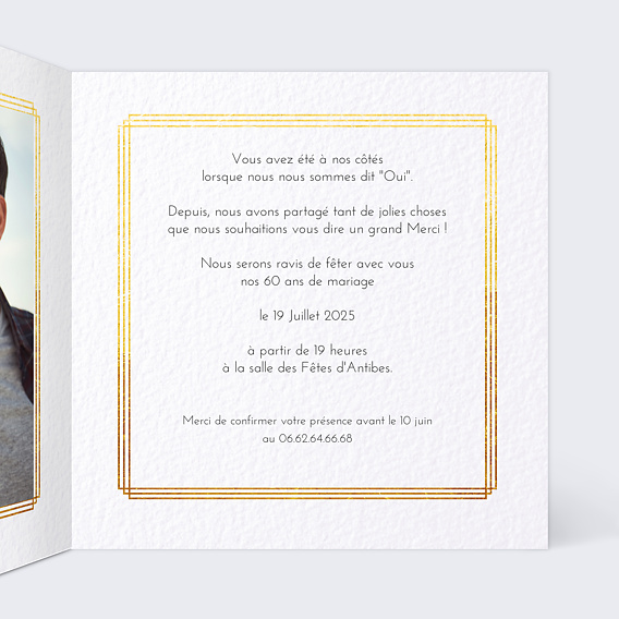 Invitation anniversaire mariage Esprit Gatsby Intérieur Droit