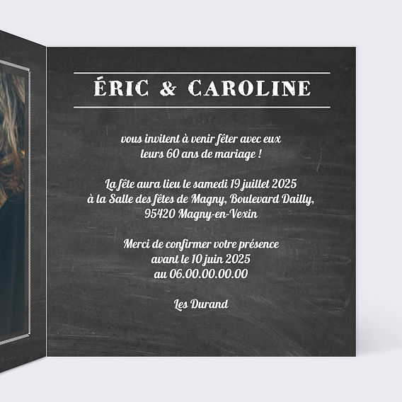 Invitation anniversaire mariage Timeline Chiffrée Intérieur Droit